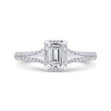 Shah Luxury Emerald Diamond Engagement Ring In 14K White Gold with Split Shank (Semi-Mount) photo