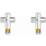 14K White Citrine Cross Earrings photo 2
