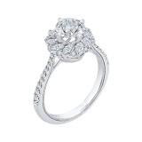 Shah Luxury 14K White Gold Round Diamond Floral Engagement Ring (Semi-Mount) photo 2
