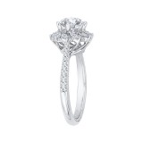 Shah Luxury 14K White Gold Round Diamond Floral Engagement Ring (Semi-Mount) photo 3