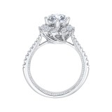 Shah Luxury 14K White Gold Round Diamond Floral Engagement Ring (Semi-Mount) photo 4