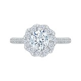 Shah Luxury 14K White Gold Round Diamond Floral Engagement Ring (Semi-Mount) photo