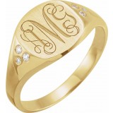 14K Yellow .05 CTW Diamond 10.87x10.26 mm Oval Signet Ring photo 3