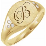 14K Yellow .05 CTW Diamond 10.87x10.26 mm Oval Signet Ring photo 4