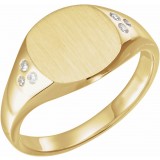 14K Yellow .05 CTW Diamond 10.87x10.26 mm Oval Signet Ring photo
