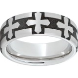 Serinium Pipe Cut Band with Gothic Cross Laser Engraving photo