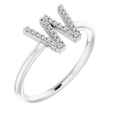 14K White .07 CTW Diamond Initial W Ring photo