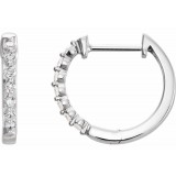 14K White 1/3 CTW Diamond 14.9 mm Hoop Earrings photo