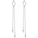 14K White Geometric Chain Earrings photo 2