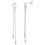 14K White Geometric Chain Earrings photo