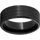 Black Diamond Ceramic Beveled Edge Band with Three .5mm Grooves and Stone Finish photo