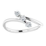 14K White 1/5 CTW Diamond Three-Stone Bypass Ring photo 3