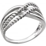 14K White Crossover Rope Design Ring photo