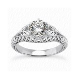 14k White Gold Diamond Semi-Mount Antique Engagement Ring photo