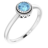 14K White Aquamarine March Birthstone Ring photo