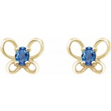 14K Yellow 4x3 mm Oval December Youth Butterfly Birthstone Earrings photo 2
