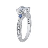 Shah Luxury 14K White Gold Princess Diamond Engagement Ring with Sapphire (Semi-Mount) photo 2