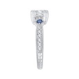 Shah Luxury 14K White Gold Princess Diamond Engagement Ring with Sapphire (Semi-Mount) photo 3