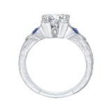 Shah Luxury 14K White Gold Princess Diamond Engagement Ring with Sapphire (Semi-Mount) photo 4