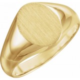 14K Yellow 10x8 mm Oval Signet Ring photo