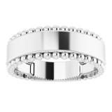 14K White Engravable Beaded Ring photo 3