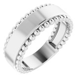 14K White Engravable Beaded Ring photo