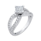 Shah Luxury 14K White Gold Princess Diamond Engagement Ring with Split Shank (Semi-Mount) photo 2