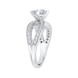 Shah Luxury 14K White Gold Princess Diamond Engagement Ring with Split Shank (Semi-Mount) photo 3