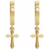 14K Yellow Cross Drop Earrings photo 2