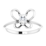 14K White 4x3 mm Oval April Youth Butterfly Birthstone Ring photo 3