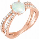 14K Rose Opal & 1/3 CTW Diamond Ring photo
