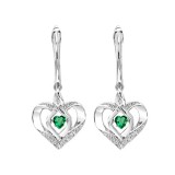 Gems One Silver Diamond (1/50 Ctw) & Created-Emerald (1/4 Ctw) Earring photo