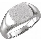 14K White 9 mm Square Signet Ring photo