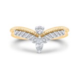 Shah Luxury 14K Two Tone Gold Diamond Contour Band photo