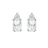 Gems One 10Kt White Gold Diamond (1/20Ctw) & White Topaz (5/8 Ctw) Earring photo