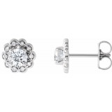 14K White 5/8 CTW Diamond Halo-Style Earrings photo