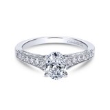 Gabriel & Co. 14k White Gold Victorian Straight Engagement Ring photo