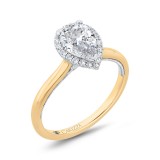Shah Luxury 18K Two-Tone Gold Pear Diamond Halo Engagement Ring (Semi-Mount) photo 2