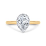 Shah Luxury 18K Two-Tone Gold Pear Diamond Halo Engagement Ring (Semi-Mount) photo