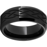 Black Diamond Ceramic Beveled Edge Band with Braid Laser Engraving photo