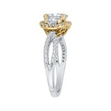 Shah Luxury 14K Two-Tone Gold Oval Cut Diamond Three-Stone Halo Engagement Ring (Semi-Mount) photo 3