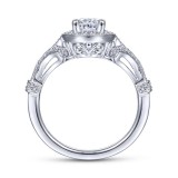 Gabriel & Co. 14k White Gold Victorian Halo Engagement Ring photo 2