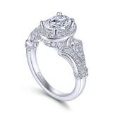 Gabriel & Co. 14k White Gold Victorian Halo Engagement Ring photo 3