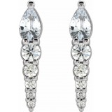 14K White Sapphire & 1/4 CTW Diamond Earrings photo 2