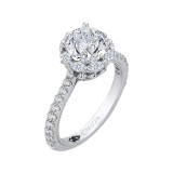 Shah Luxury 14K White Gold Round Cut Diamond Halo Engagement Ring (Semi-Mount) photo 2