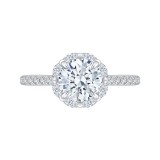 Shah Luxury 14K White Gold Round Cut Diamond Halo Engagement Ring (Semi-Mount) photo