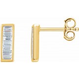 14K Yellow 1/3 CTW Diamond Baguette Bar Earrings photo