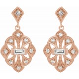 14K Rose 3/8 CTW Diamond Vintage-Inspired Earrings photo 2
