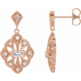 14K Rose 3/8 CTW Diamond Vintage-Inspired Earrings photo