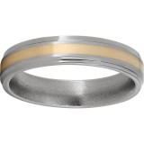 Titanium Flat Band with Grooved Edges, a 2mm 14K Yellow Gold Inlay and Satin Finish photo
